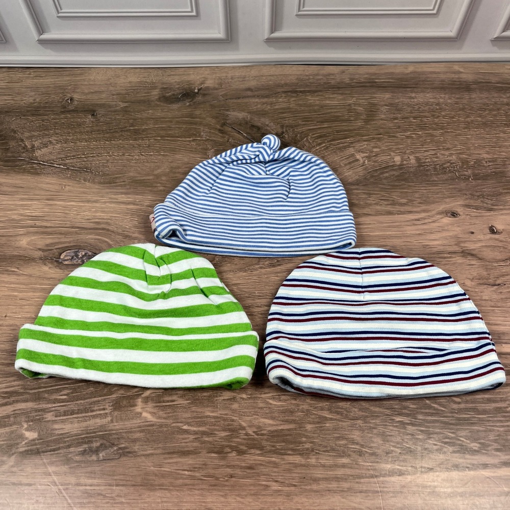 Zutano Gerber Baby Grand Beanie Set Baby 0-6M Multi Color Striped Cotton Hats